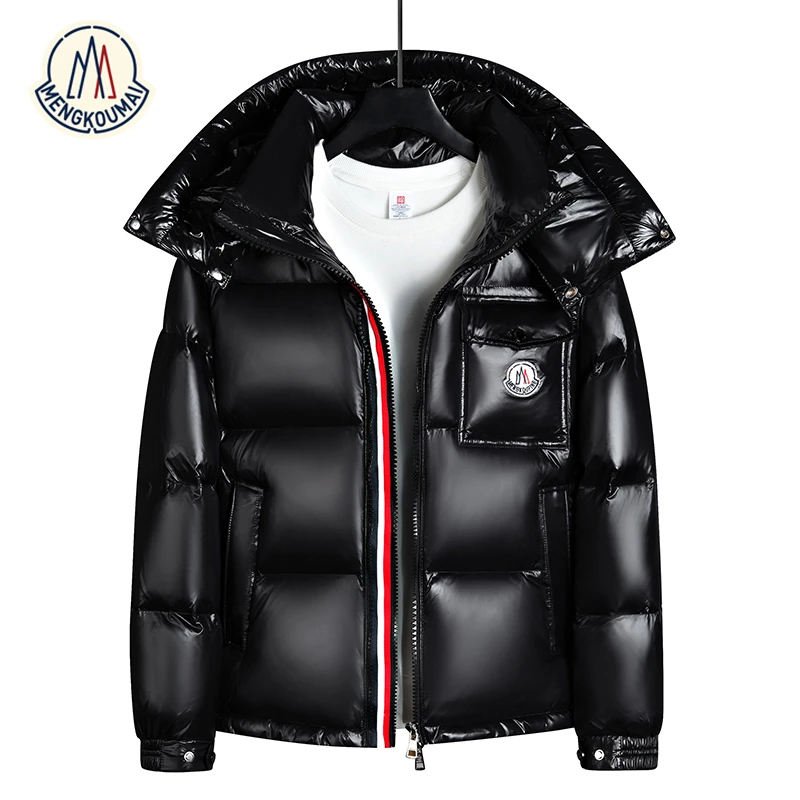 蒙口迈彩虹条鹅绒服男女款2025冬季新款加厚保暖黑金羽绒服外套潮