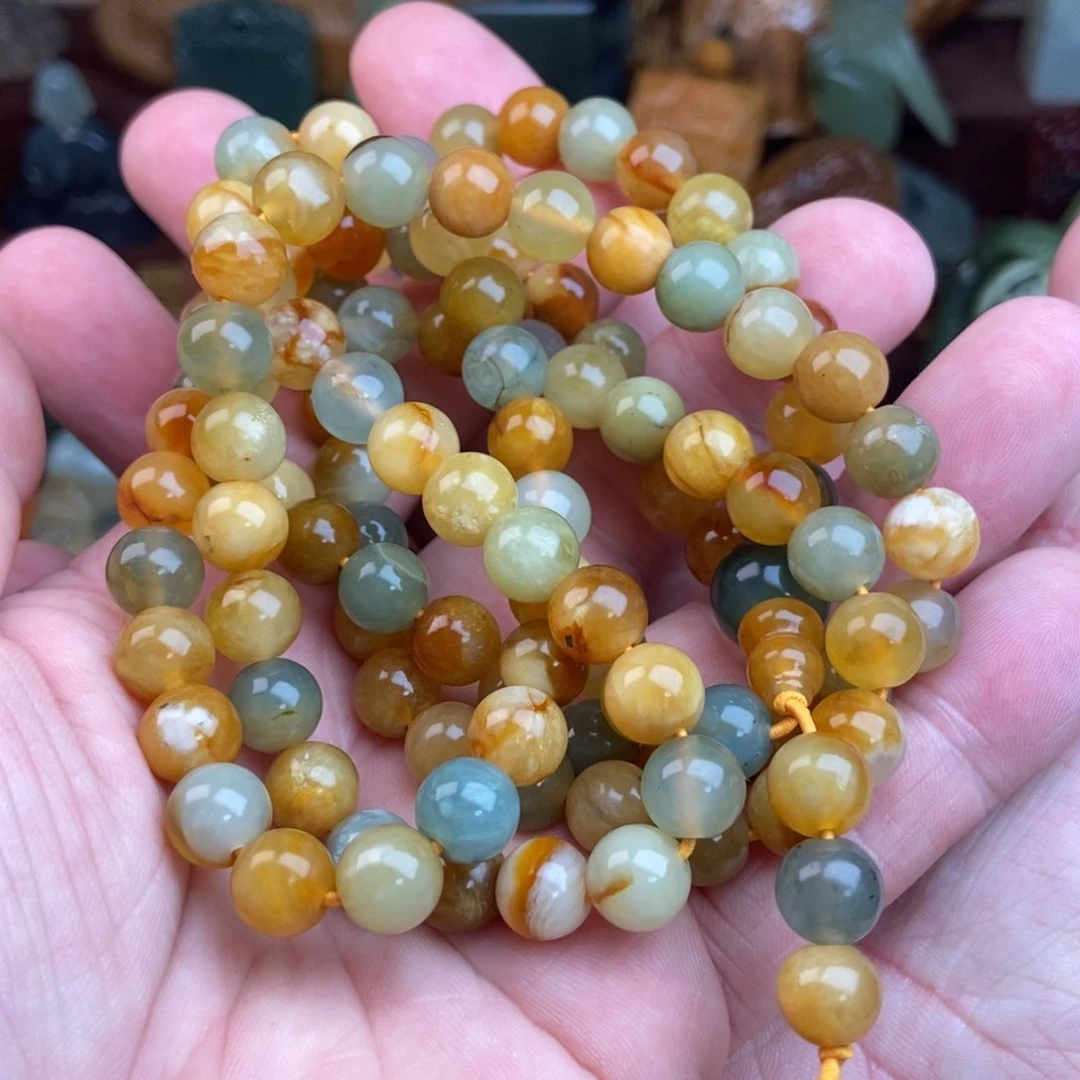 岫玉未镶嵌珠串卡9清*