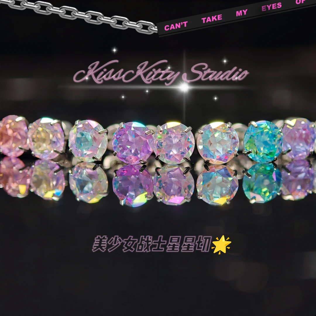 钛钢锆石耳饰 美少女战士星星切锆石耳钉爆闪个性