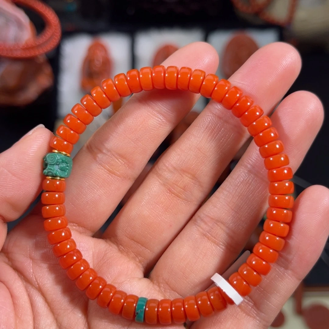 南红玛瑙未镶嵌药片手串6.2左右