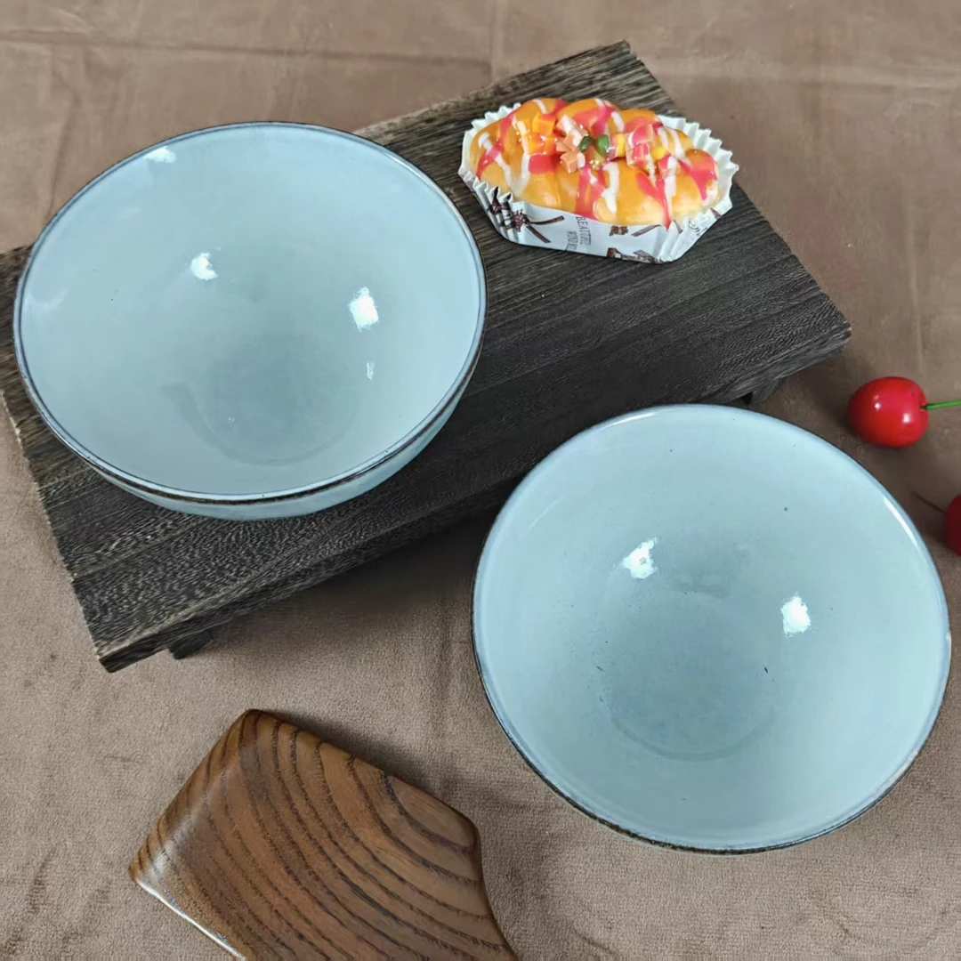 043陶瓷碗窑变复古6寸米饭碗厨房餐具家用2只装微瑕