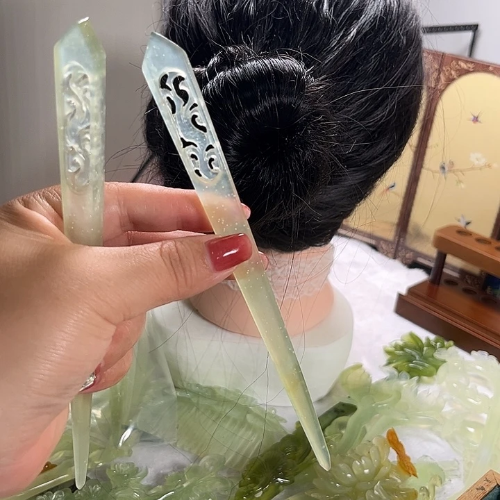 宝***蛇纹石玉未镶嵌发簪