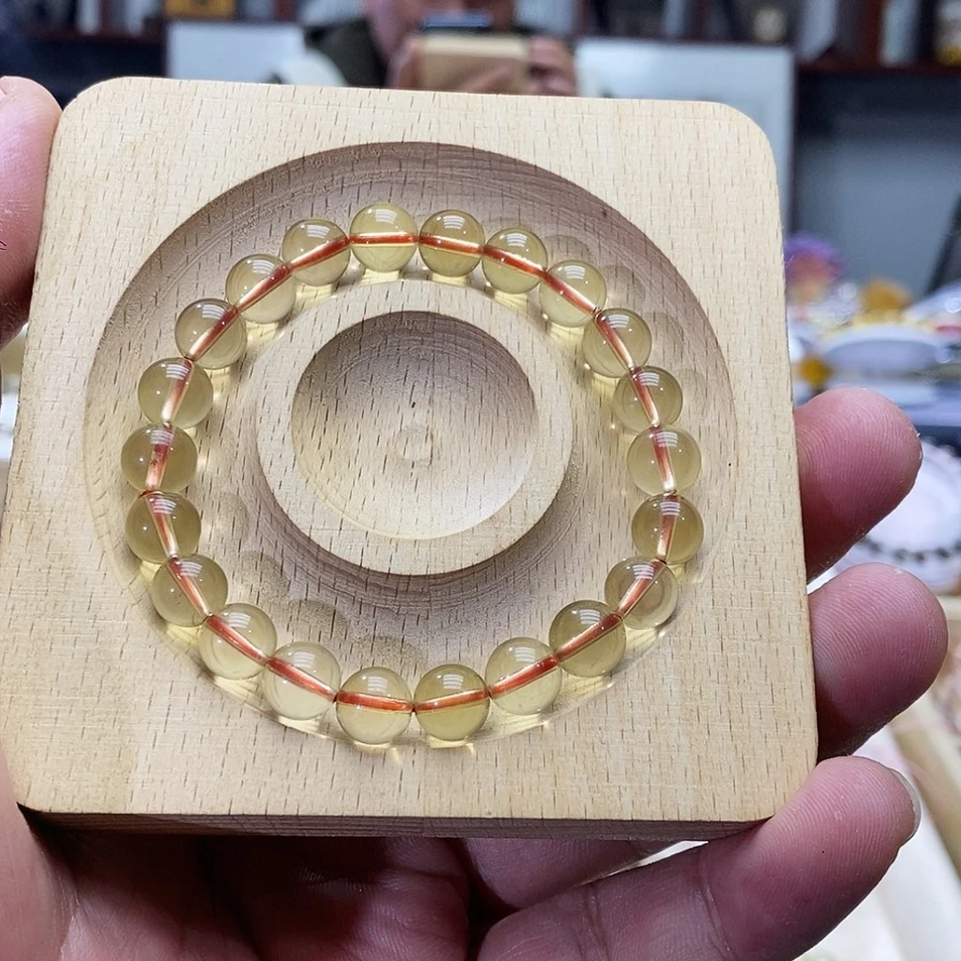 水晶手链未镶嵌竹叶青黄水晶手串