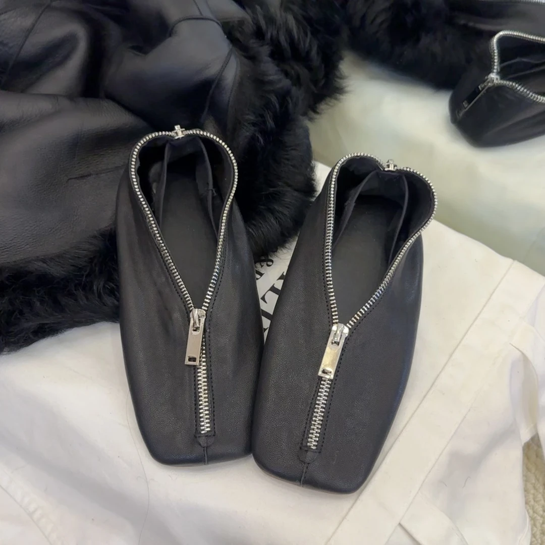 【王二今】羊皮/2CM/笔袋鞋小众设计极简大牌平底女巫鞋休闲单鞋女