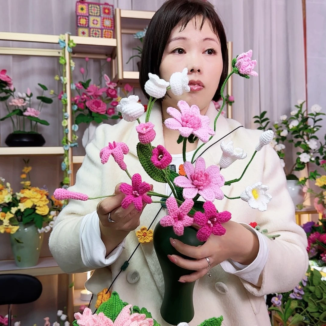 纯手工钩织手工钩织设计花束