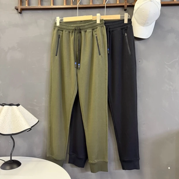 B52147两色口袋拉链纯色深色百搭时尚休闲裤