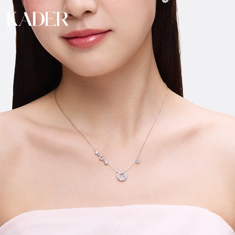 KADER/卡蒂罗 坠链均925银合成锆石 圆满钱币项链锁骨链新年礼物