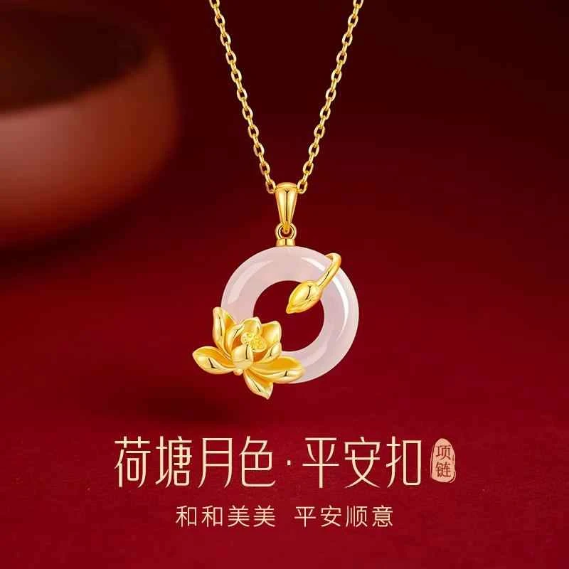 坠链均925银 纯银平安扣项链女新款轻奢感母亲节礼物送妈妈送老婆