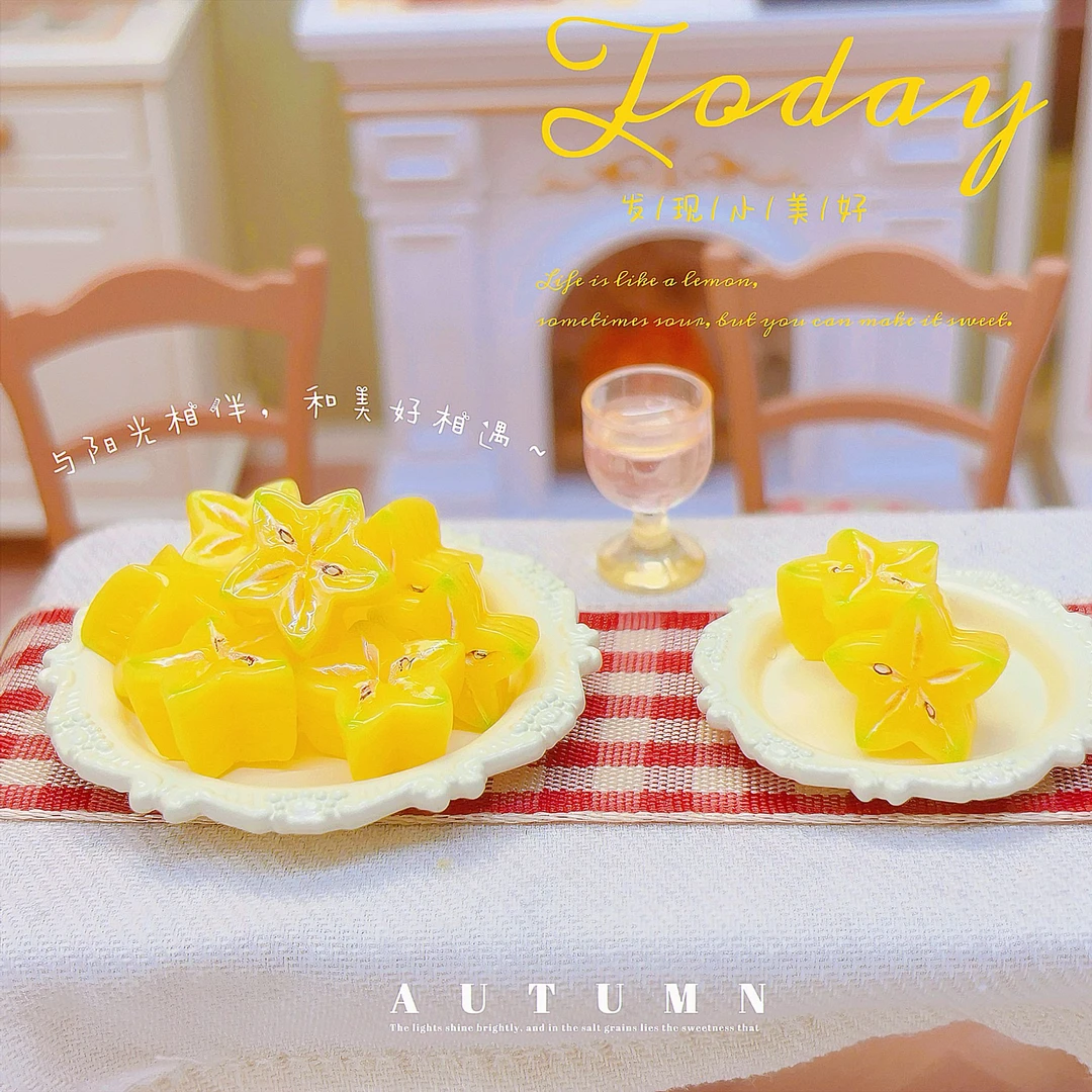 朵儿定制-半个杨桃-微缩食玩配件奶油胶树脂diy百搭爆款