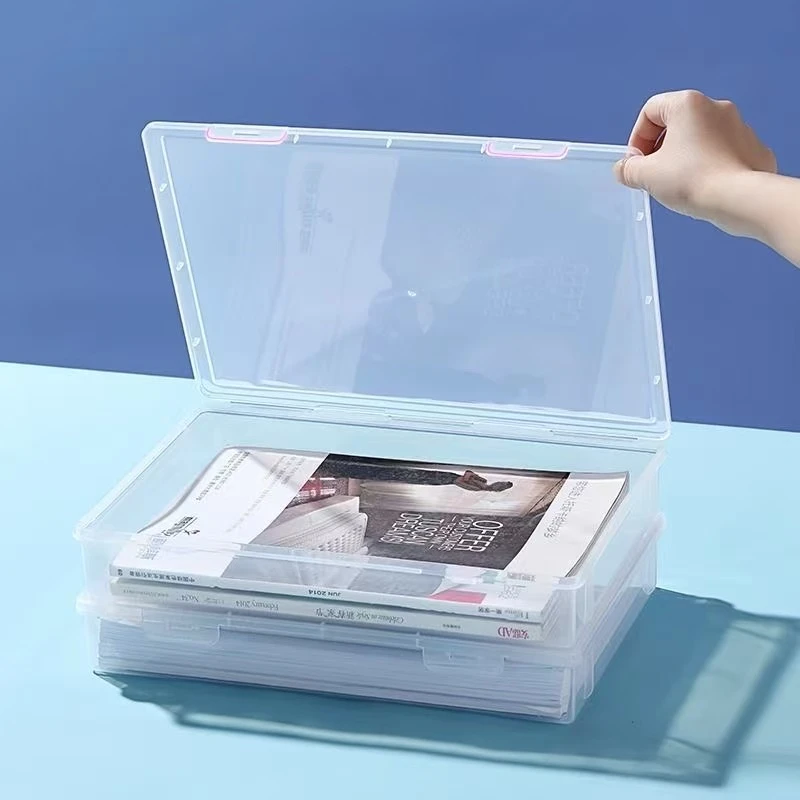 混搭 文件收纳盒 办公室透明盒子 扁平塑料试卷文具盒