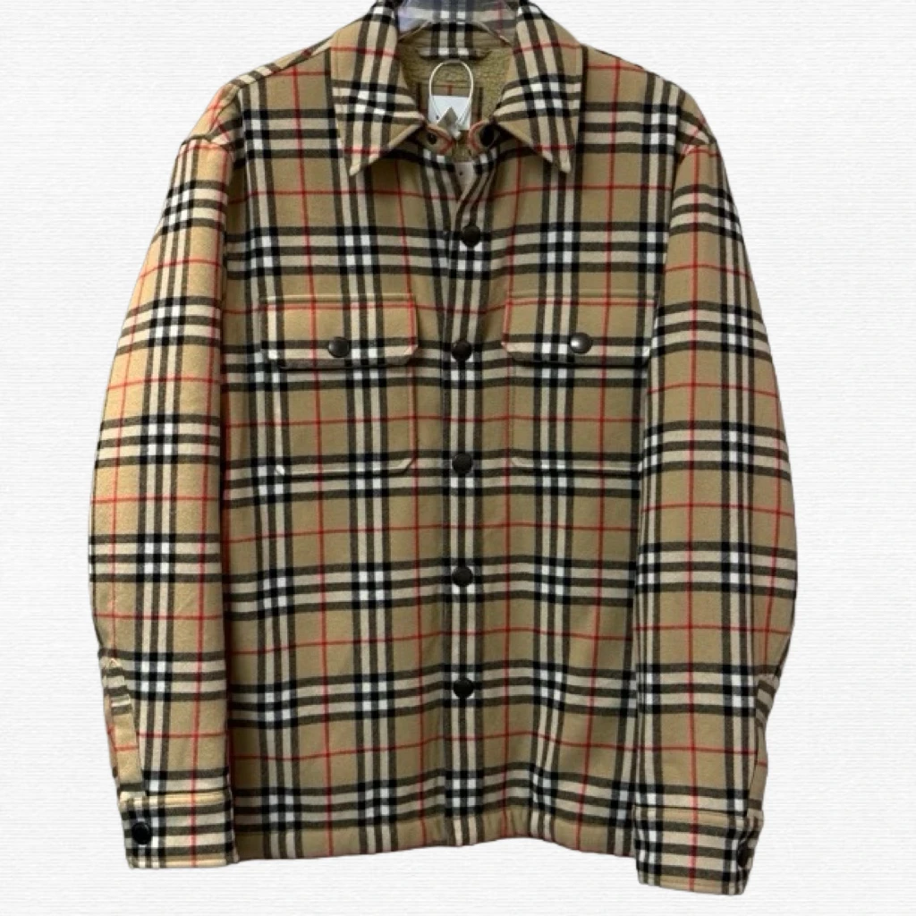未使用 BURBERRY/博柏利 卡其色格纹棉服外套/M码/70831