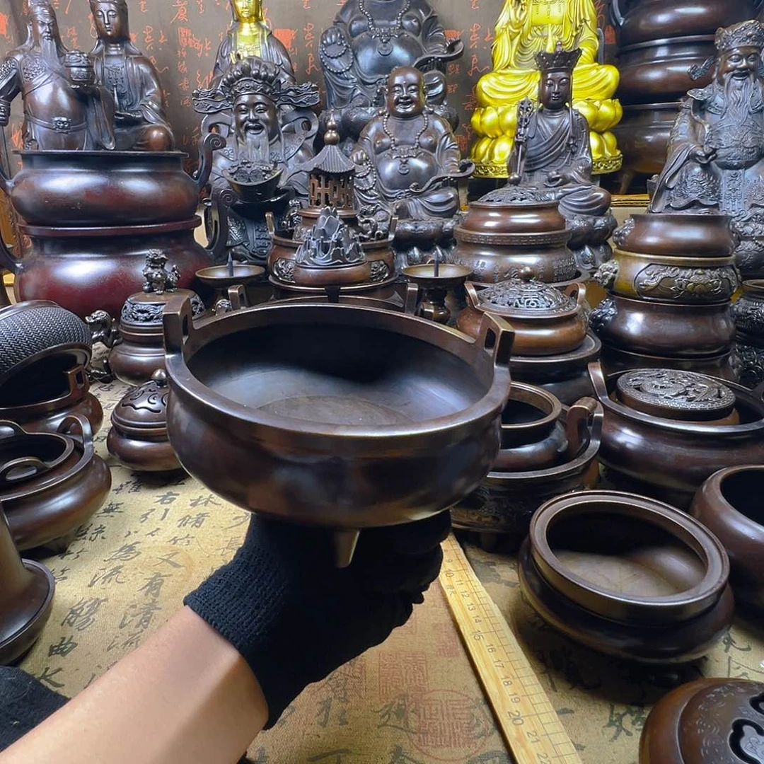 15公分大口径纯铜直耳冲天耳香炉适合家用香炉一套