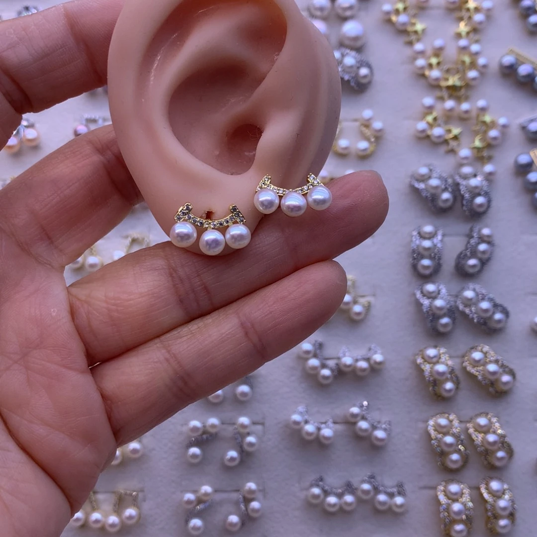 淡水珍珠耳饰合金