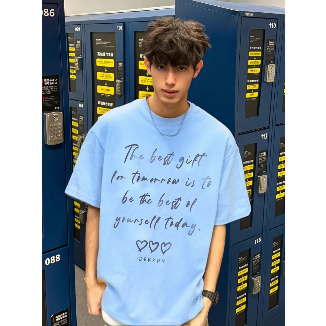 100%纯棉复古艺术字母印花短袖男女短袖休闲t恤夏季潮牌情侣上衣