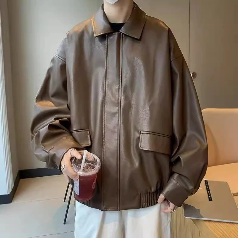 复古春秋季韩板pu皮小众皮夹克气质美式男女ins外套机车皮衣上衣