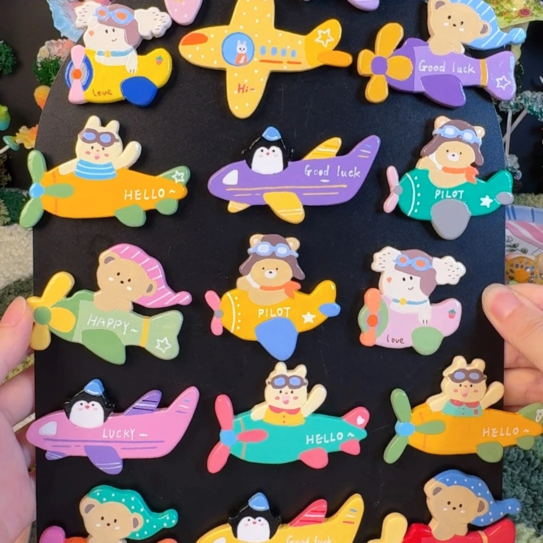 树脂石塑粘土动物小飞机冰箱贴