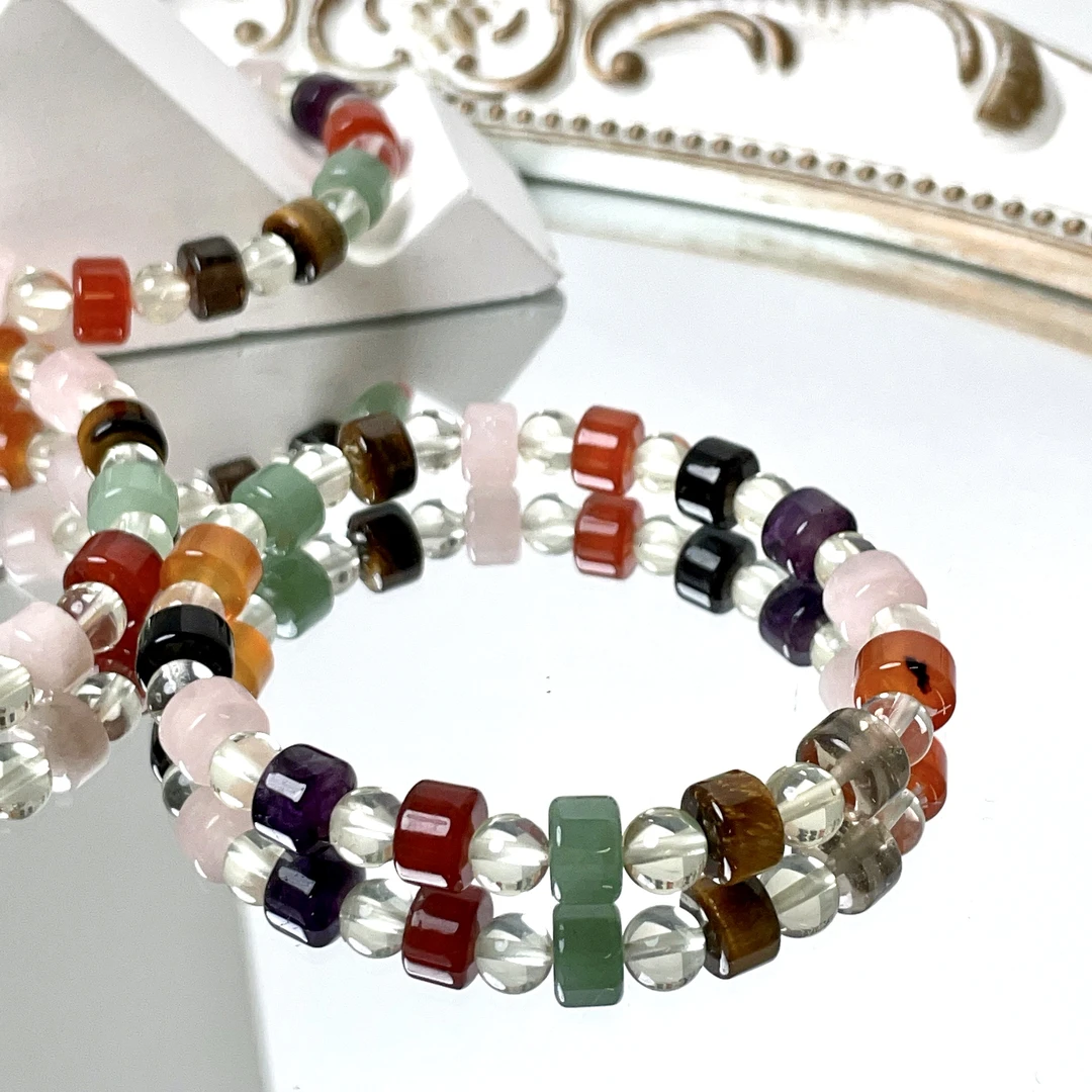 【福福多宝】8-9mm多宝玛瑙粉晶黄虎眼手串面小仙多样性发其一