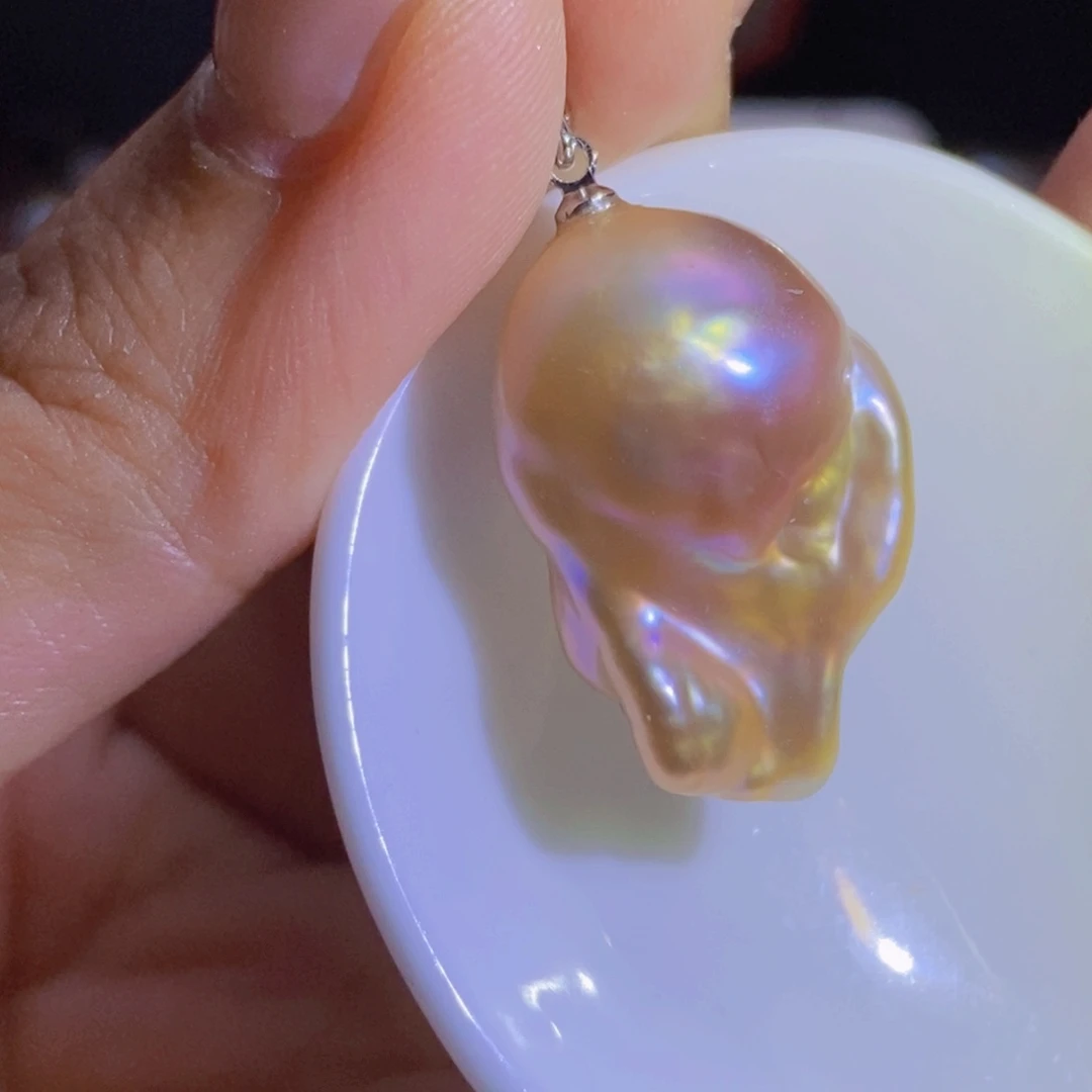 银S925镶嵌淡水珍珠微瑕