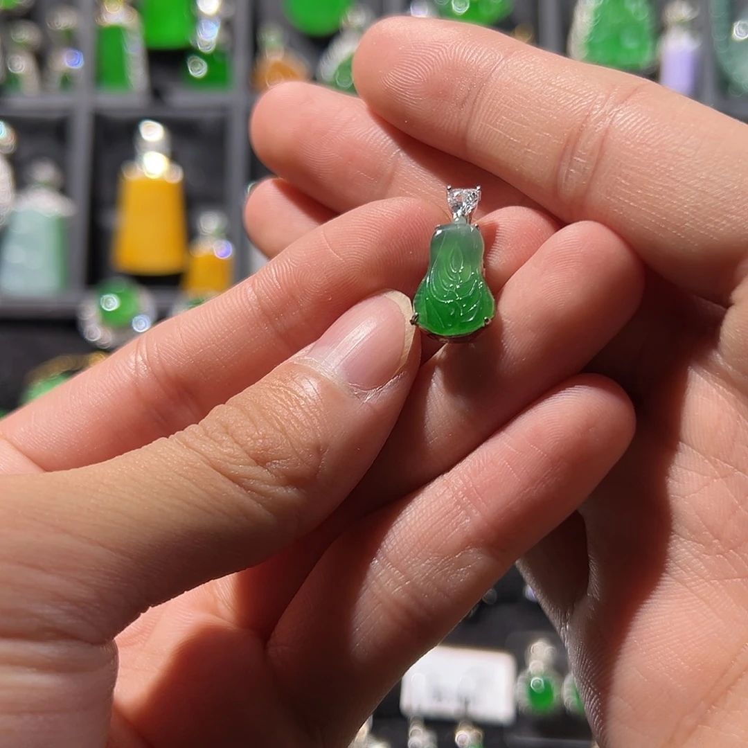 翡翠银S925镶嵌吊坠(不含链)
