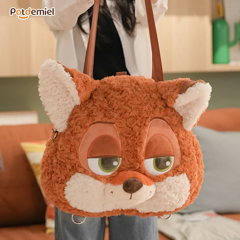 potdemiel迪士尼正版疯狂动物城朱迪尼克玫瑰绒大脸包国潮玩具
