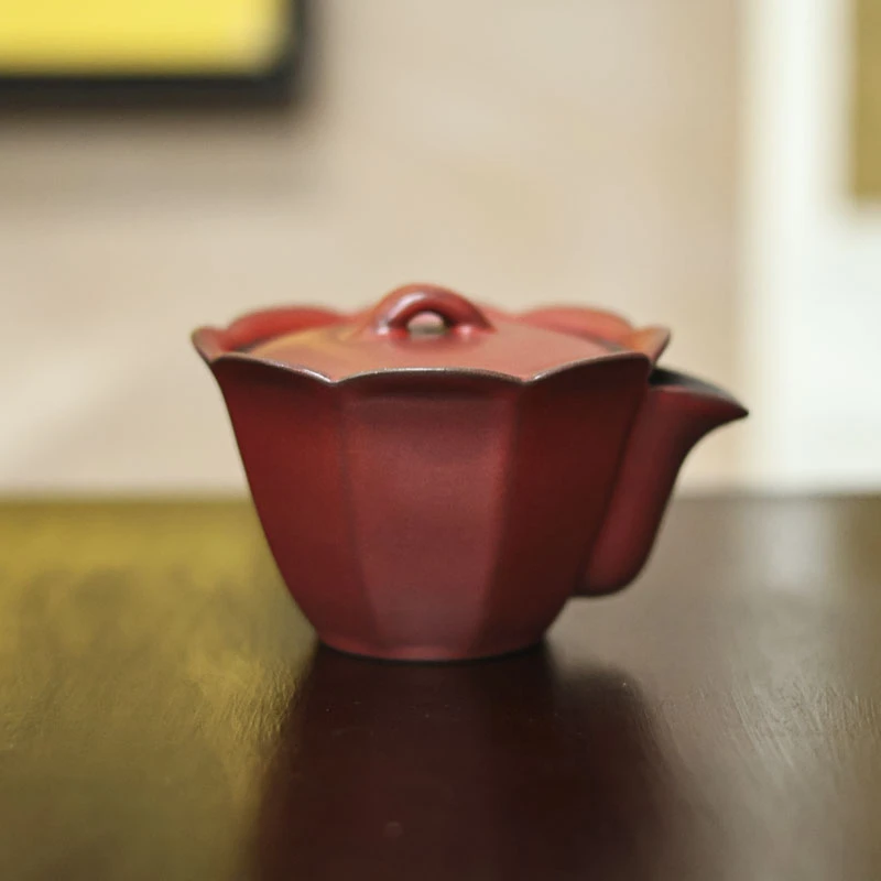 【坐饮亭竹】山楂红-梵山堂-素面花口泡瓶-130CC（W0265）