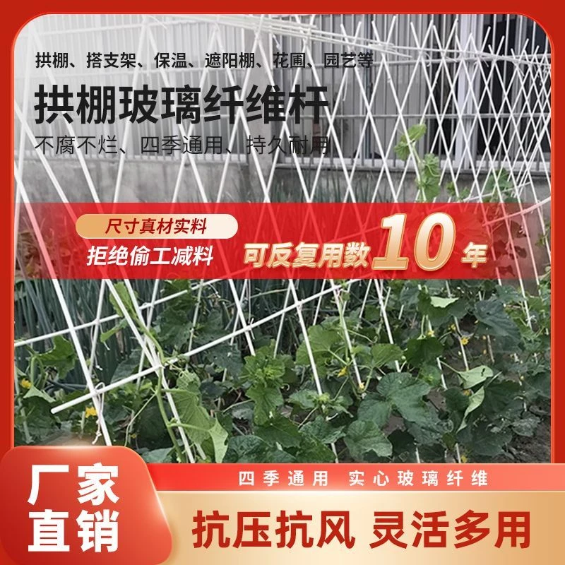 小拱棚支架豆角黄瓜植物爬藤架杆玻璃钢纤维杆农用菜地秧苗支撑杆