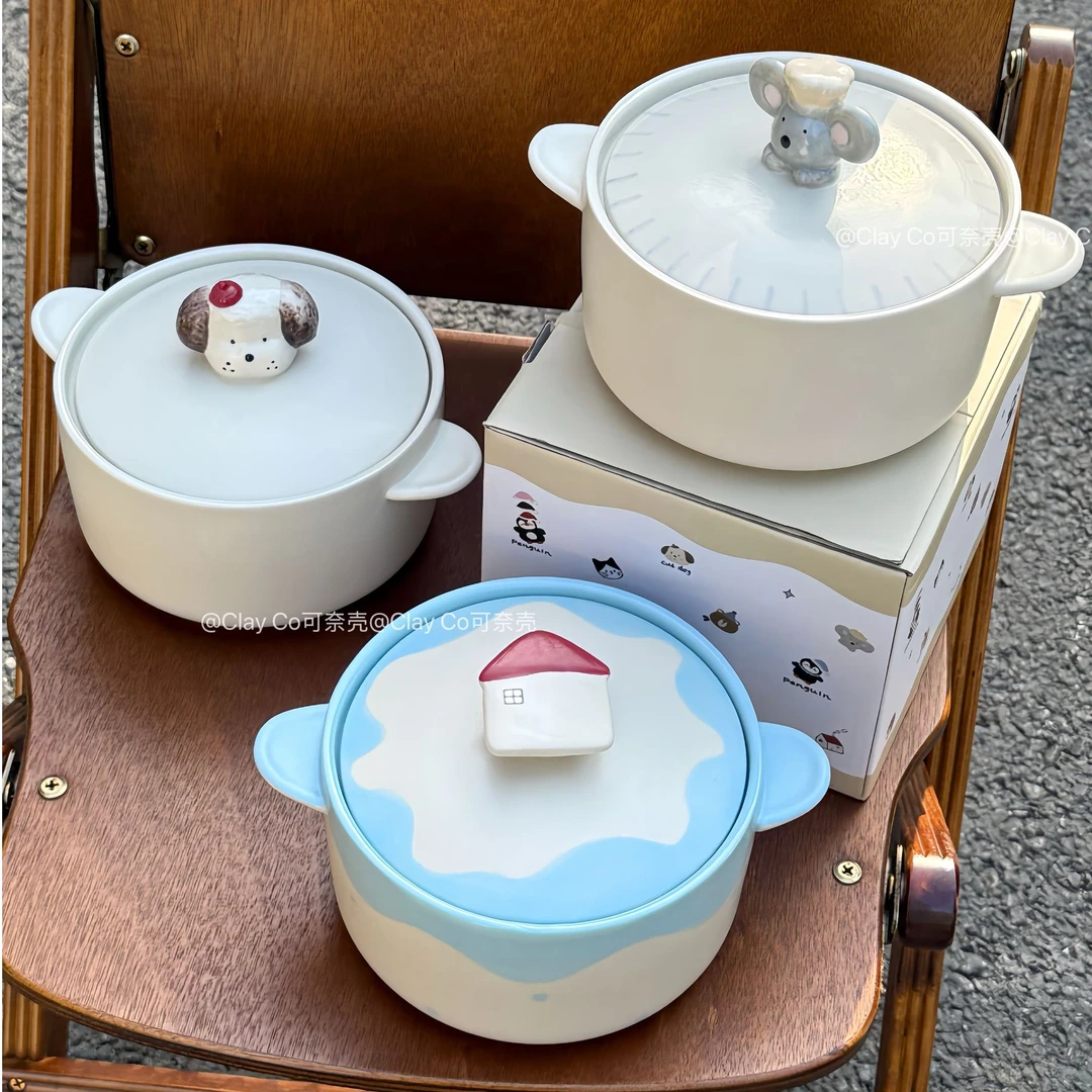 Clay Co可爱创意釉下彩大容量陶瓷家用汤碗螺蛳粉碗泡面锅