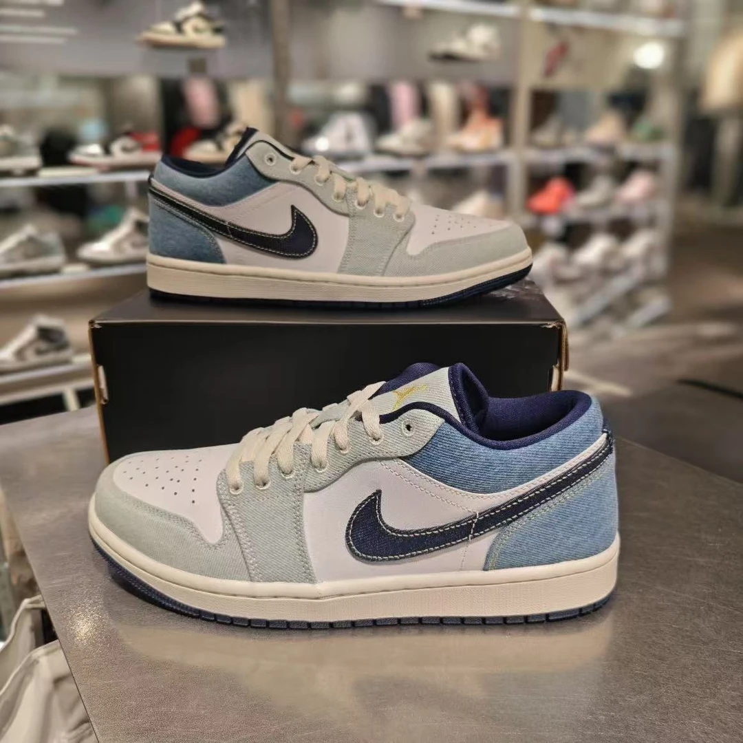 【商场同款】耐克 Air Jordan 1百搭低帮白蓝色男款篮球鞋IH0648141