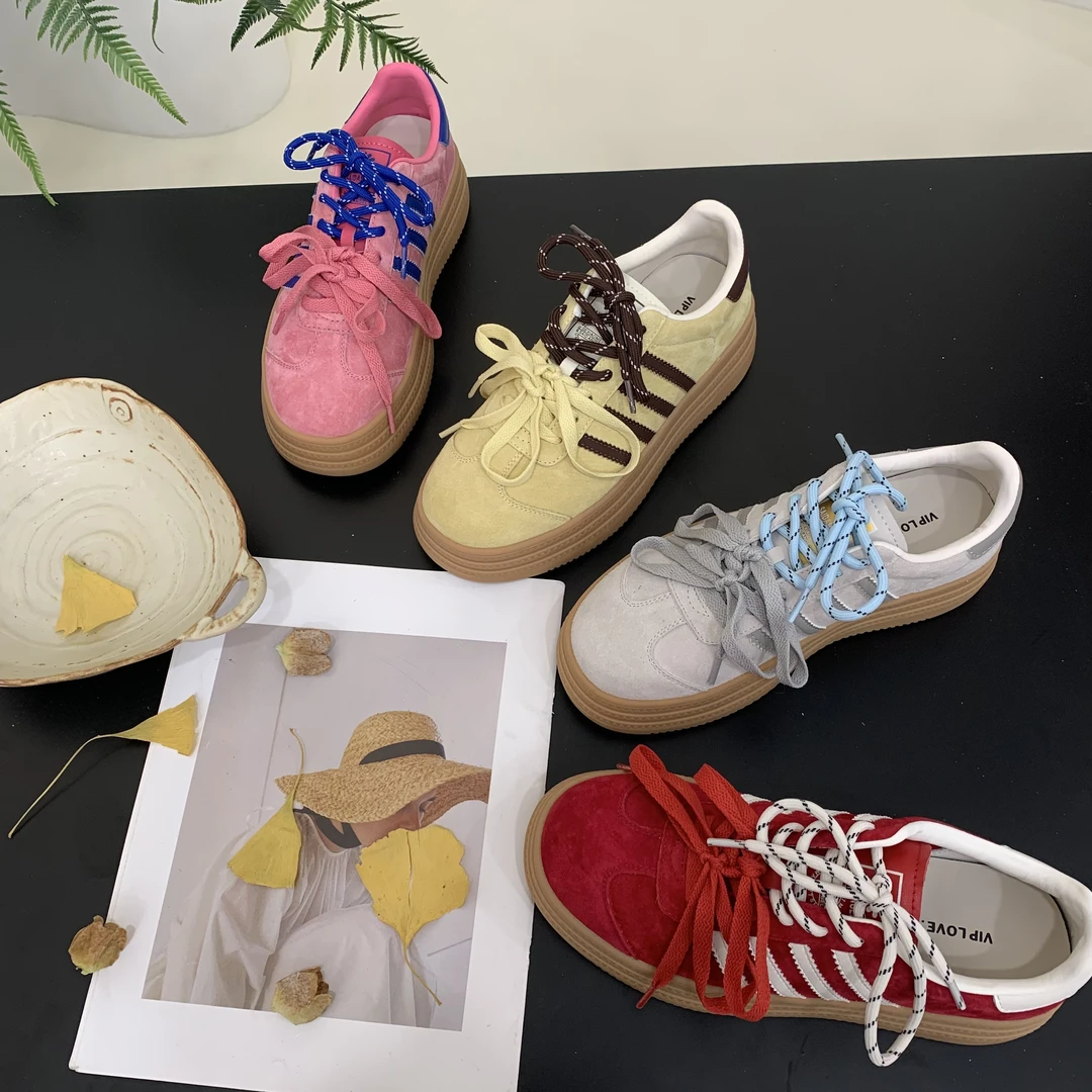 时尚休闲鞋拼色春季小白鞋鞋子厚底日系透气德训鞋学院风BA57-715