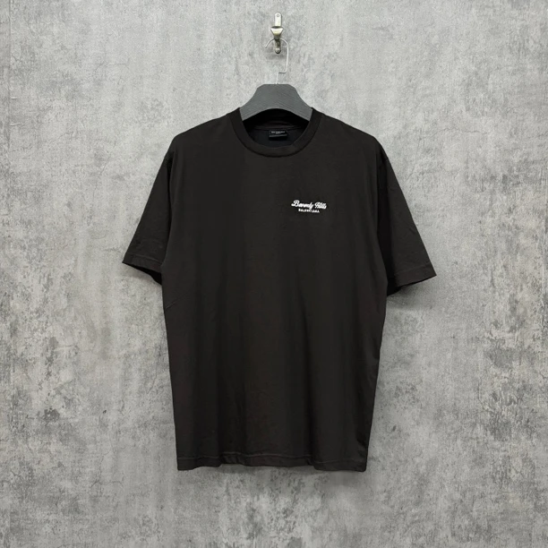未使用 Balenciaga/巴黎世家 25刺绣Logo黑棕涂层短袖/WK356/S码