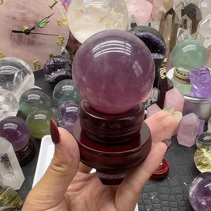 L****未镶嵌水晶珠宝半成品49紫莹石球