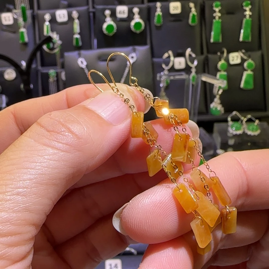 翡翠18K金镶嵌颈饰耳环