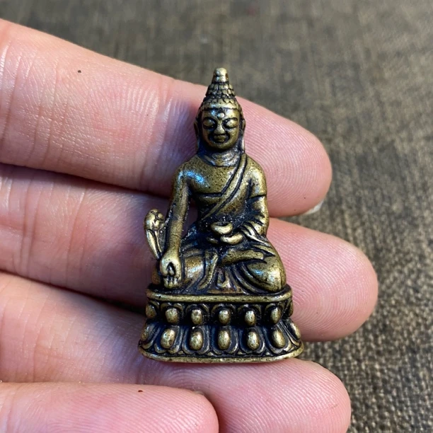 老铜胎药师佛小摆件口袋佛