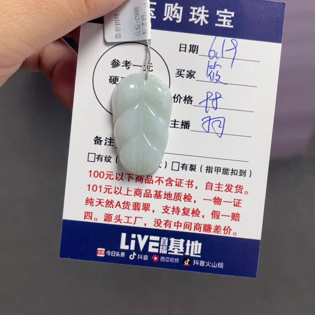 翡翠未镶嵌颈饰叶子