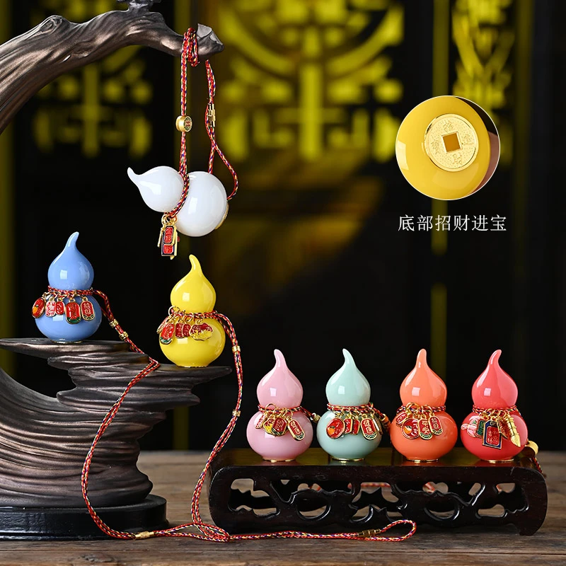 冰种璞玉小葫芦陶瓷茶宠网红居家客厅车载创意装饰品