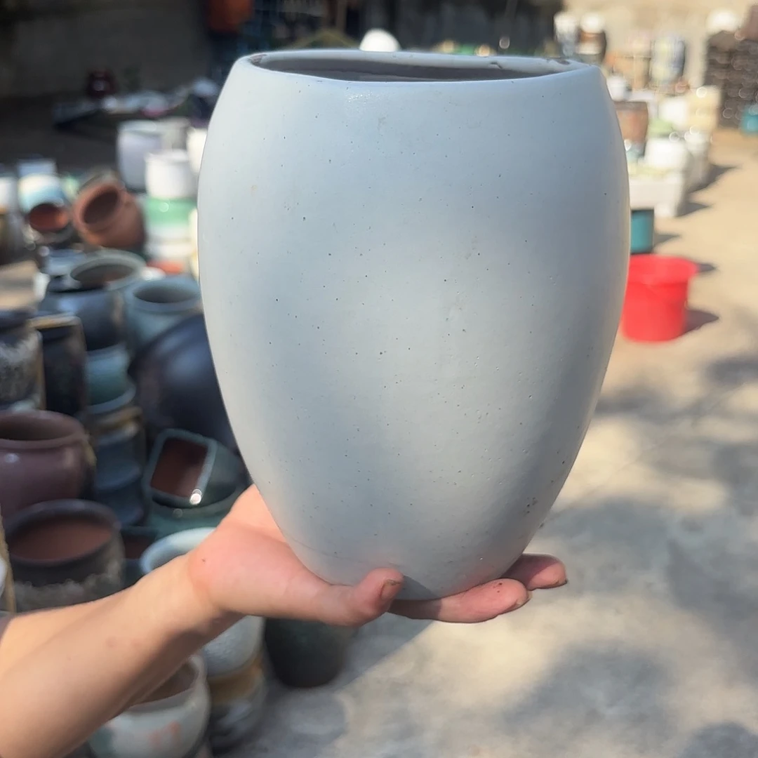 紫砂花盆微瑕白口径14高度21