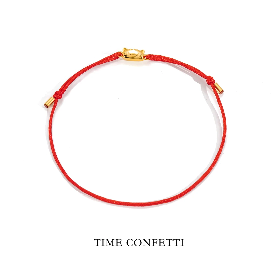 925银手链 镀K金【孙二娘】法棍猫咪-百搭精致气质红绳手链TC 11918