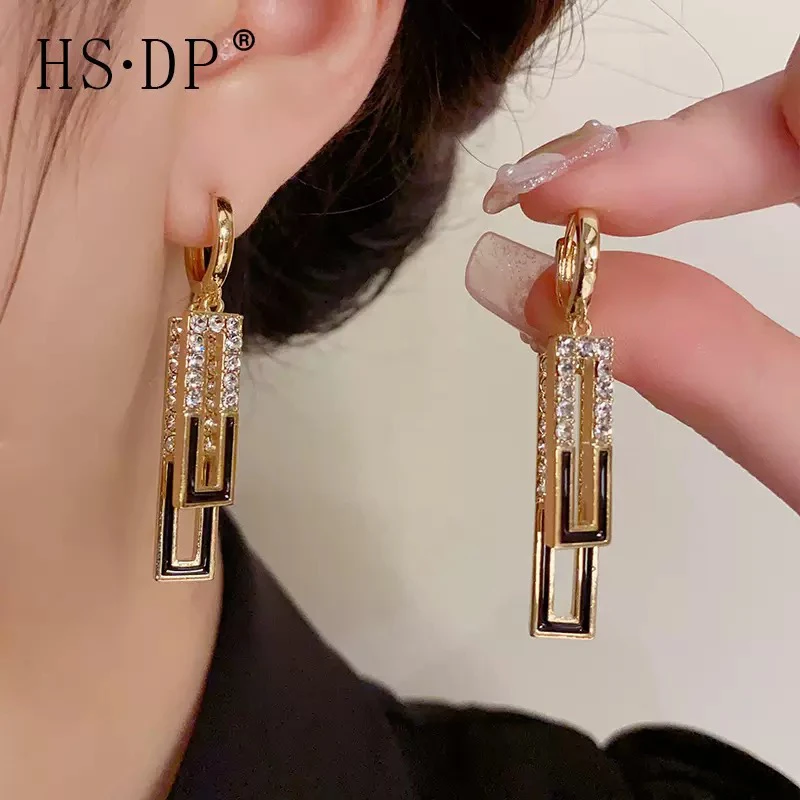 铜合金耳饰 热门款 韩式简约时尚高级何锆石滴油耳扣 轻奢百搭