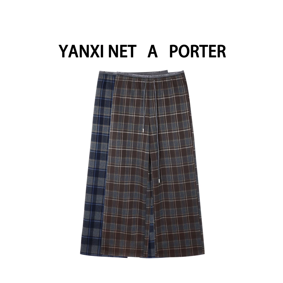 【11.5严选】复古休闲格子阔腿直筒裤