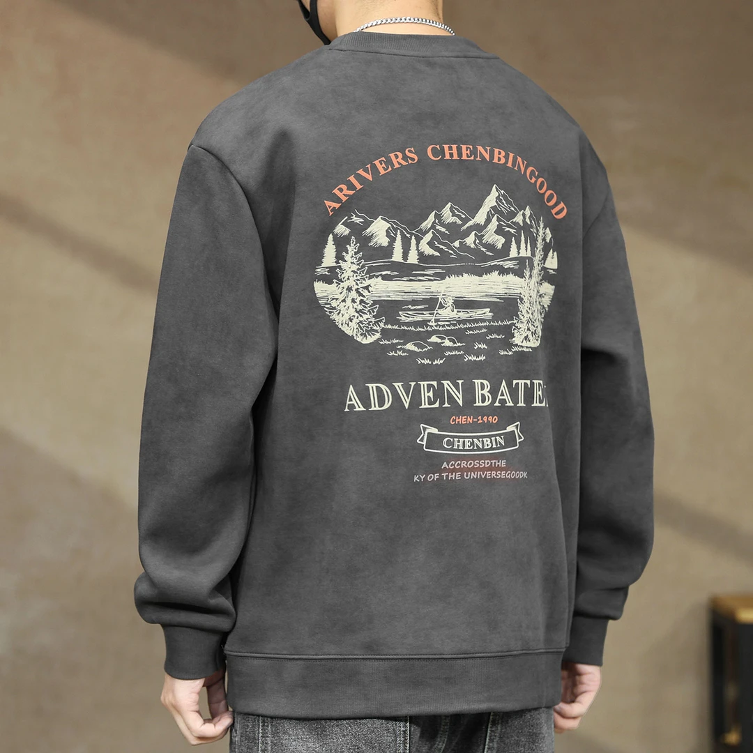 PONDEHEFOT普丹希斐印花短袖t恤男2025秋季新款微宽松男士圆领