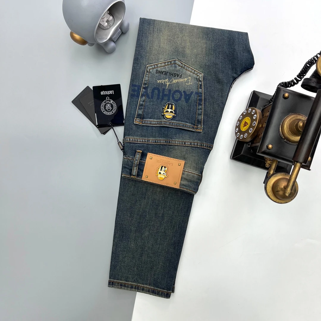 【8027】春季新款男士高端弹力休闲水洗牛仔百搭修身小直筒长裤