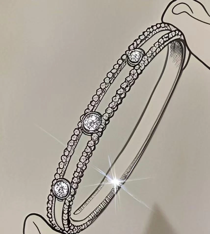 925银手镯 万花筒 花花手镯通体银