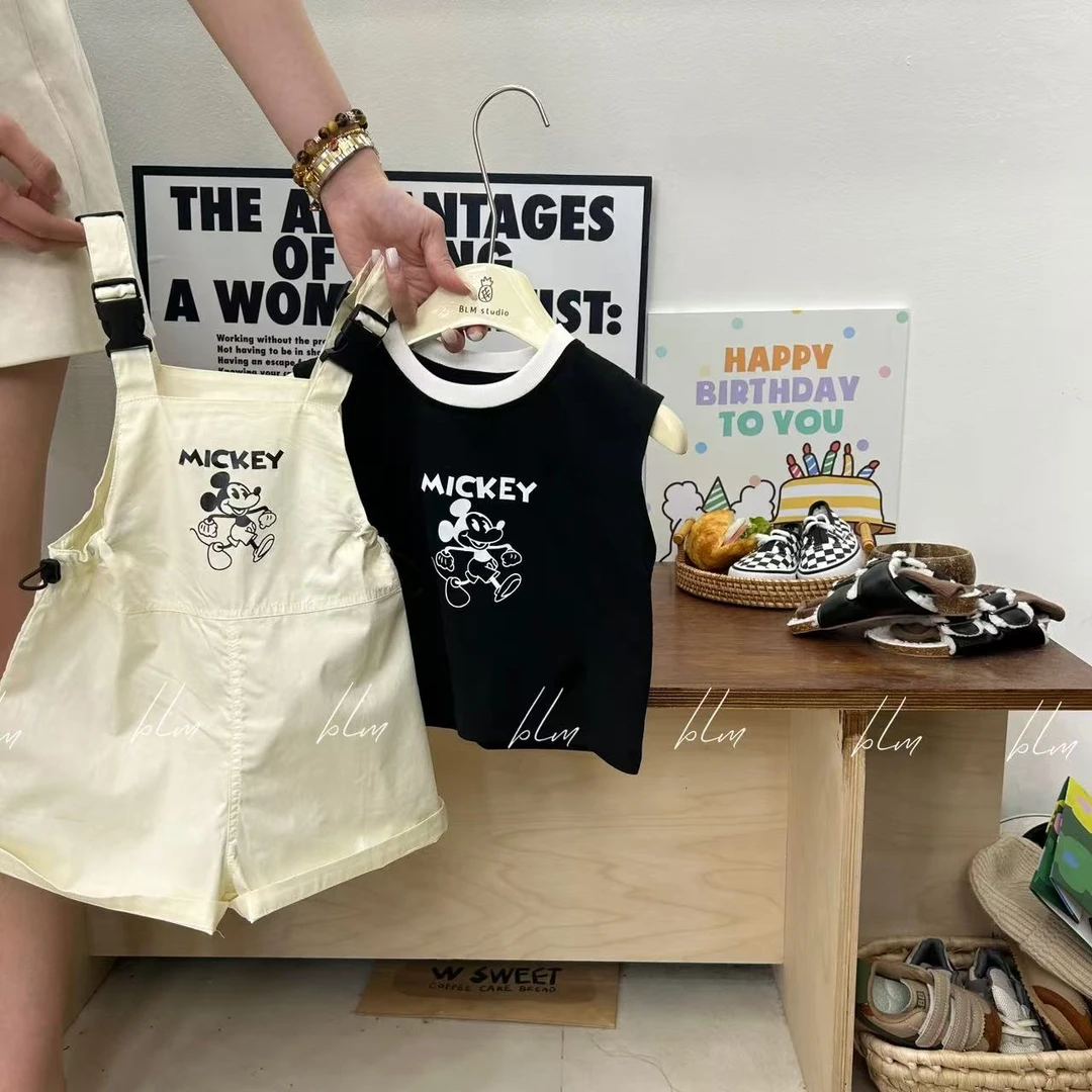 2025夏款新款套装男童女童背带裤宝宝背带裤韩版童装童裤