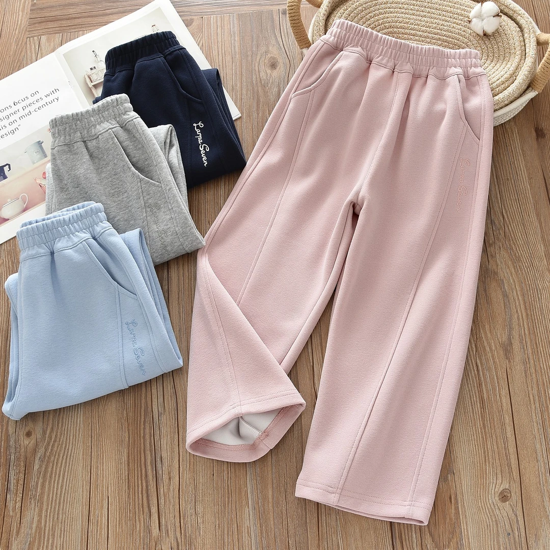 洋气童装春秋款儿童女童窄版直筒裤宝宝中大童青少年运动裤卫裤