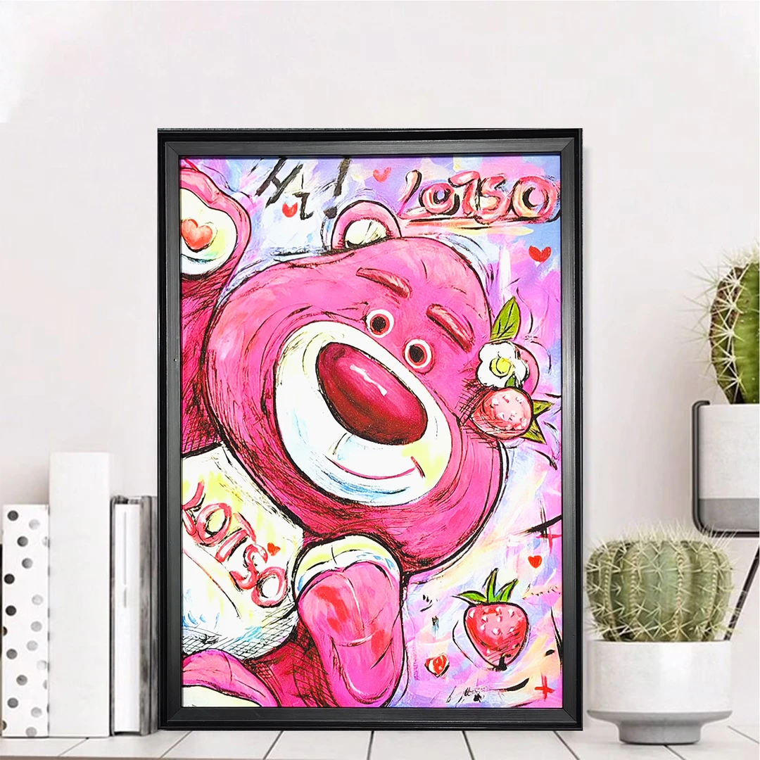 1811  粉嫩草莓熊装饰画40*60