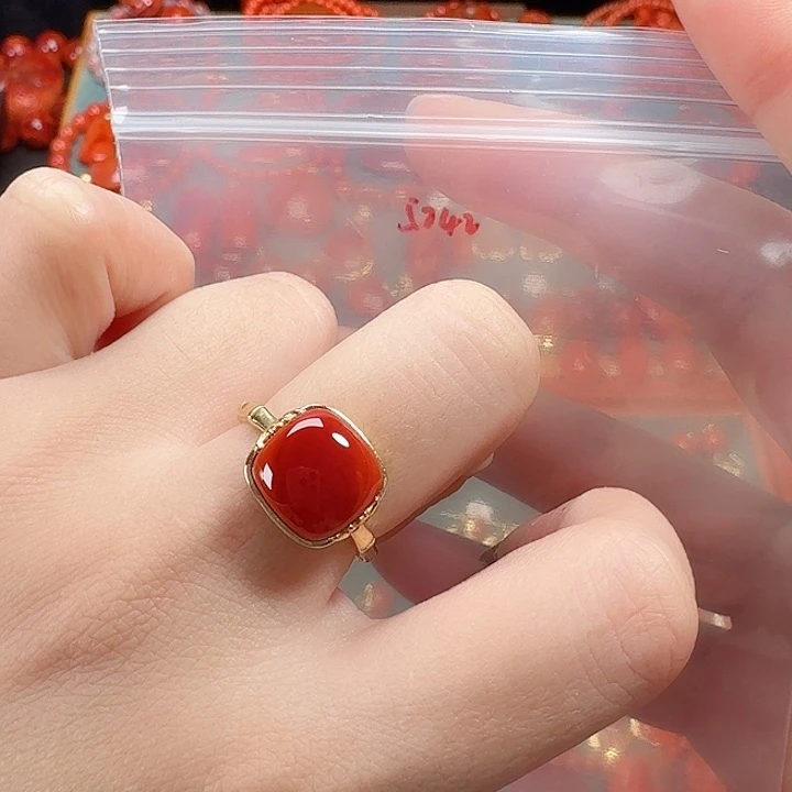 南红玛瑙银S925镶嵌戒指