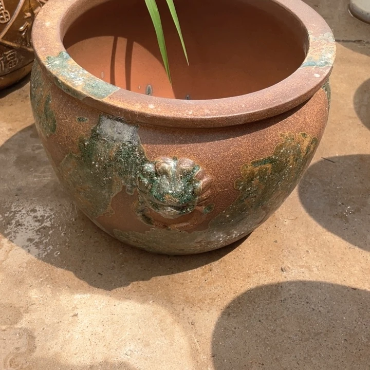 紫砂花盆高20口25兽头正品