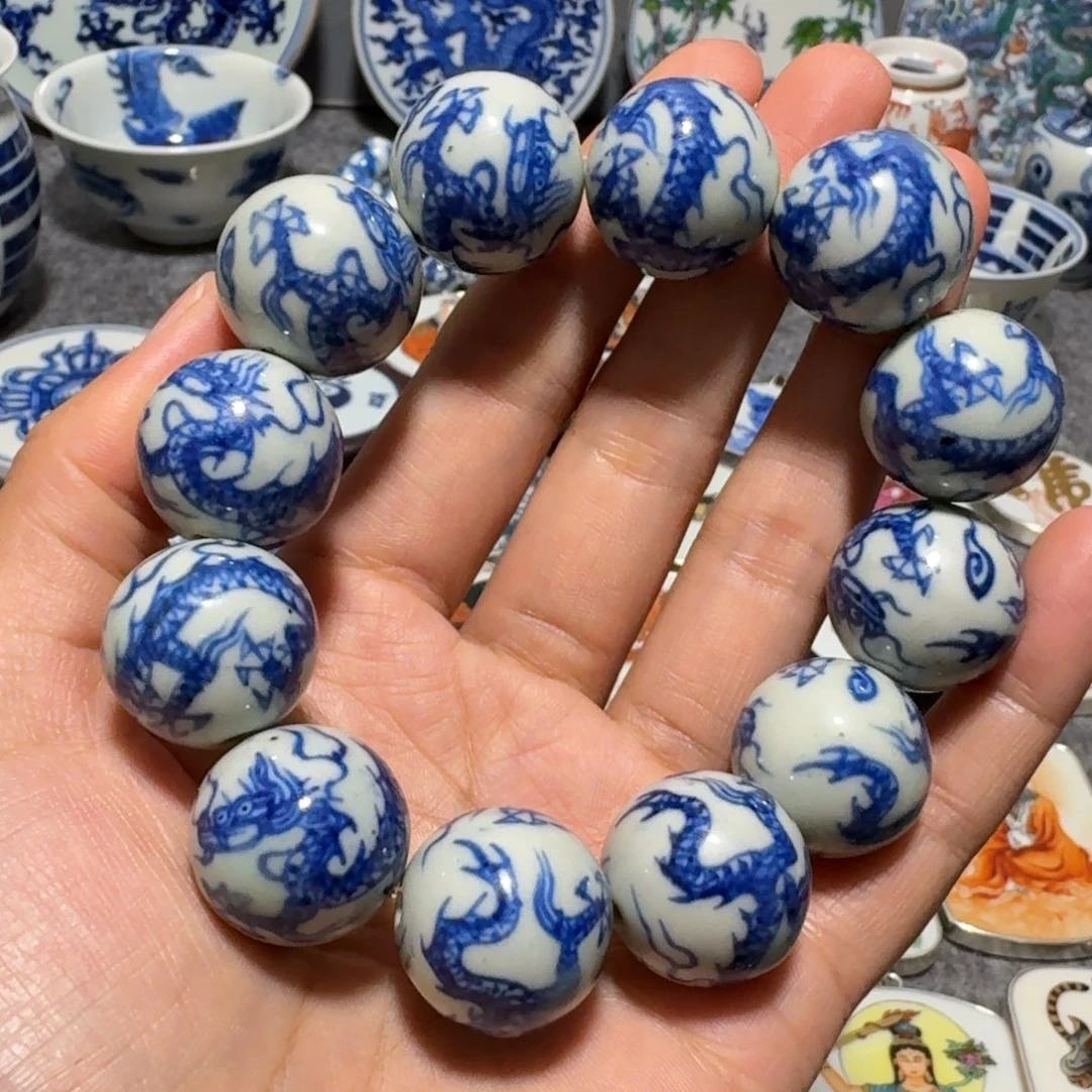 瓷片固***?12颗龙珠一串