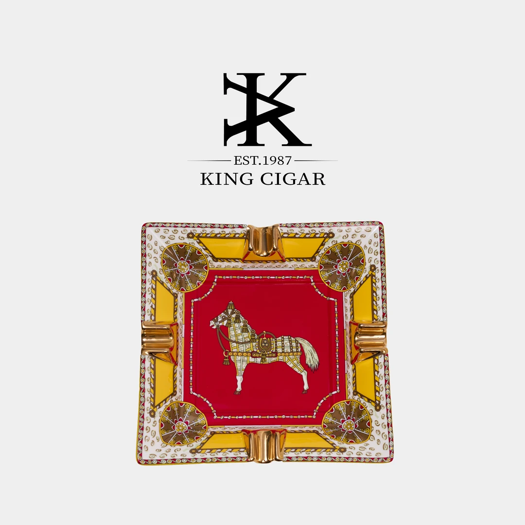 AK领茄雪茄烟灰缸欧式陶瓷珐琅彩手绘复古家居摆件雪茄烟灰缸