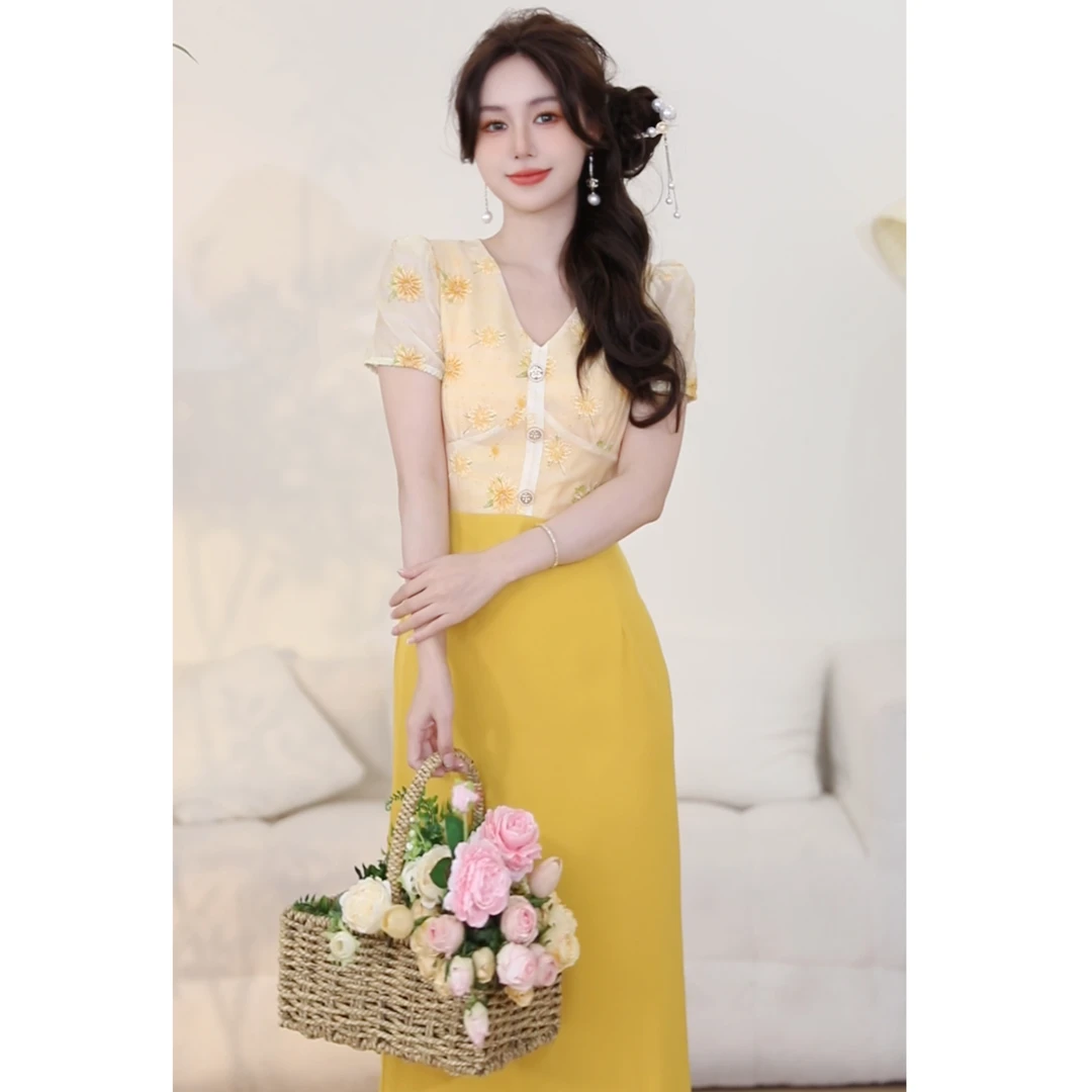 【生如夏花】法式设计感度假风连衣裙长款长裙夏季连衣裙XMZH6982